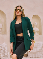 Blazer M764 Tela Paño Licrado Color Verde Esmeralda