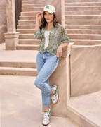Camisa M-601 Color Verde Estampado