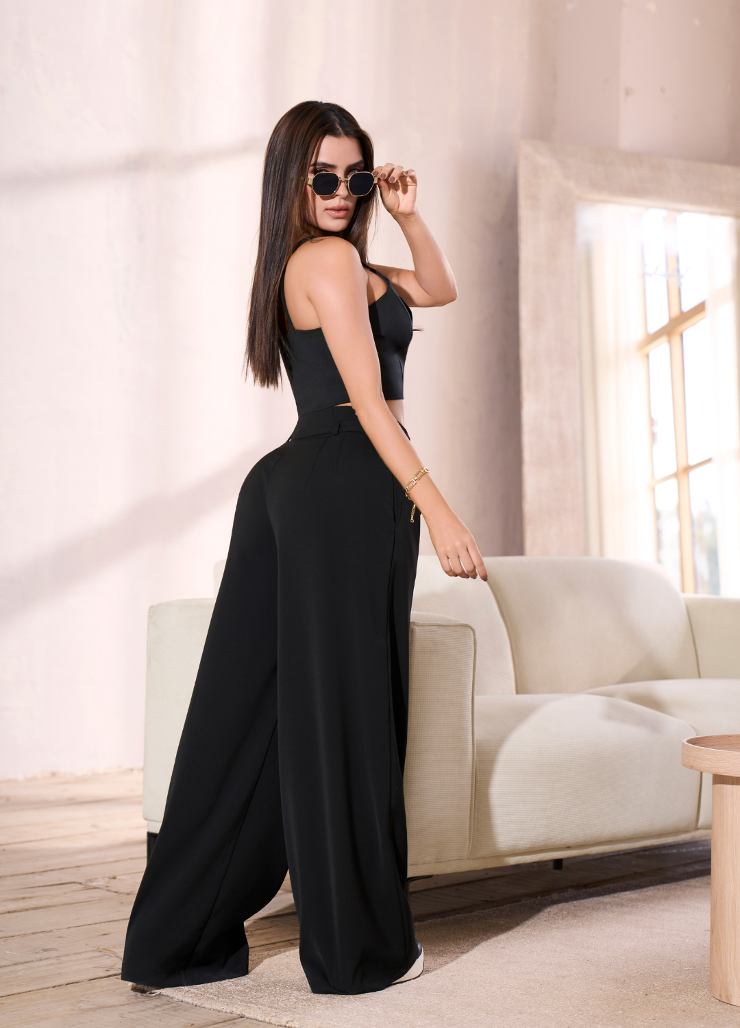 Pantalón M-818 Tela Armani Color Negro
