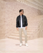 Chaqueta Hombre Negro en Cuero / rib M-860