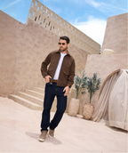 Chaqueta Hombre Café en Gamuza de alto relieve M-859