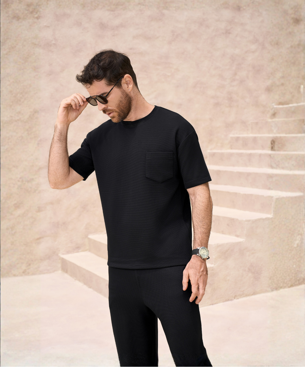 Conjunto Hombre Negro en Galleta M-862
