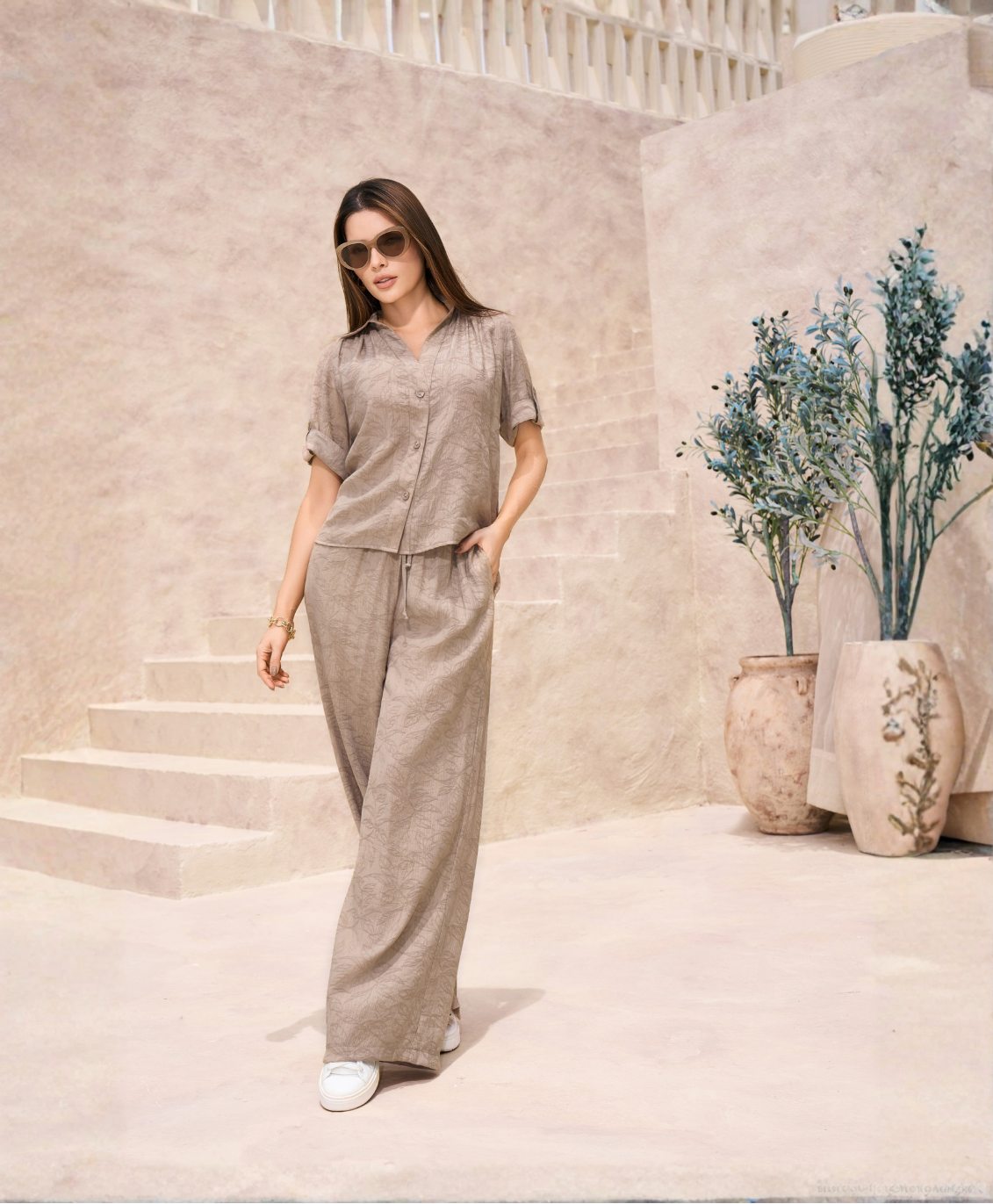 Conjunto Taupe en Blonda M-852