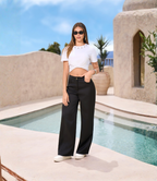 Pantalón Negro en Satín licrado M-856