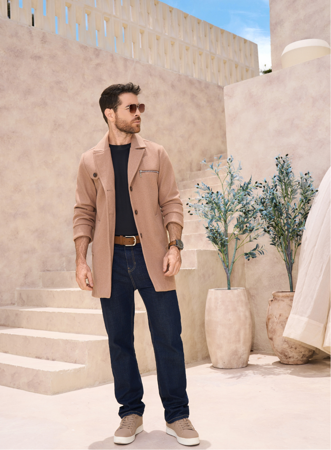 Gabán Hombre Camel en Paño M-857