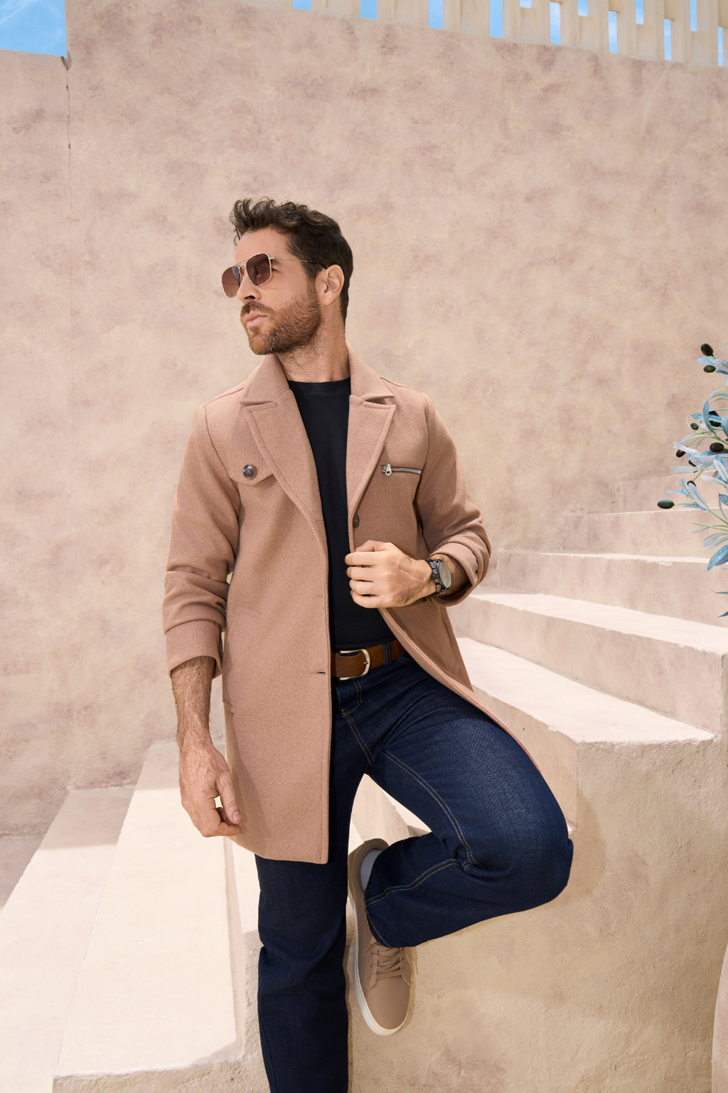 Gabán Hombre Camel en Paño M-857