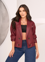 Chaqueta en Tela de Cuero Color Burgundy M696