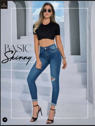 Jean M-585 Tela Piel de Durazno Color Índigo